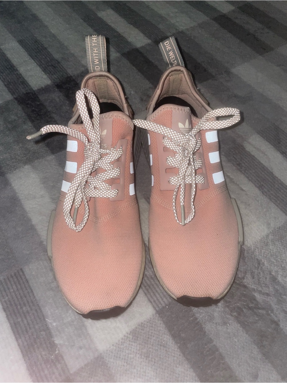 adidas Women’s Dusty Pink and White Lace-Up Sneakers